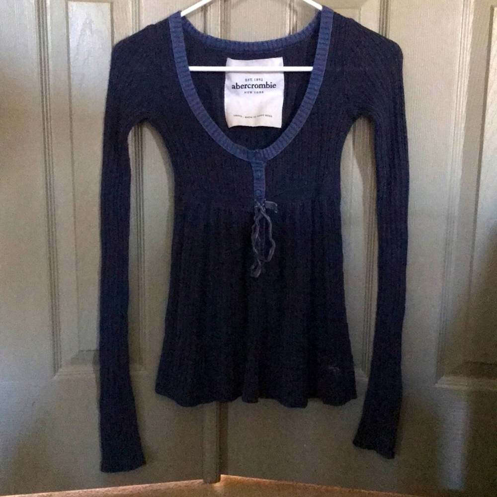 abercrombie kids navy blue ribbed long sleeve sweater